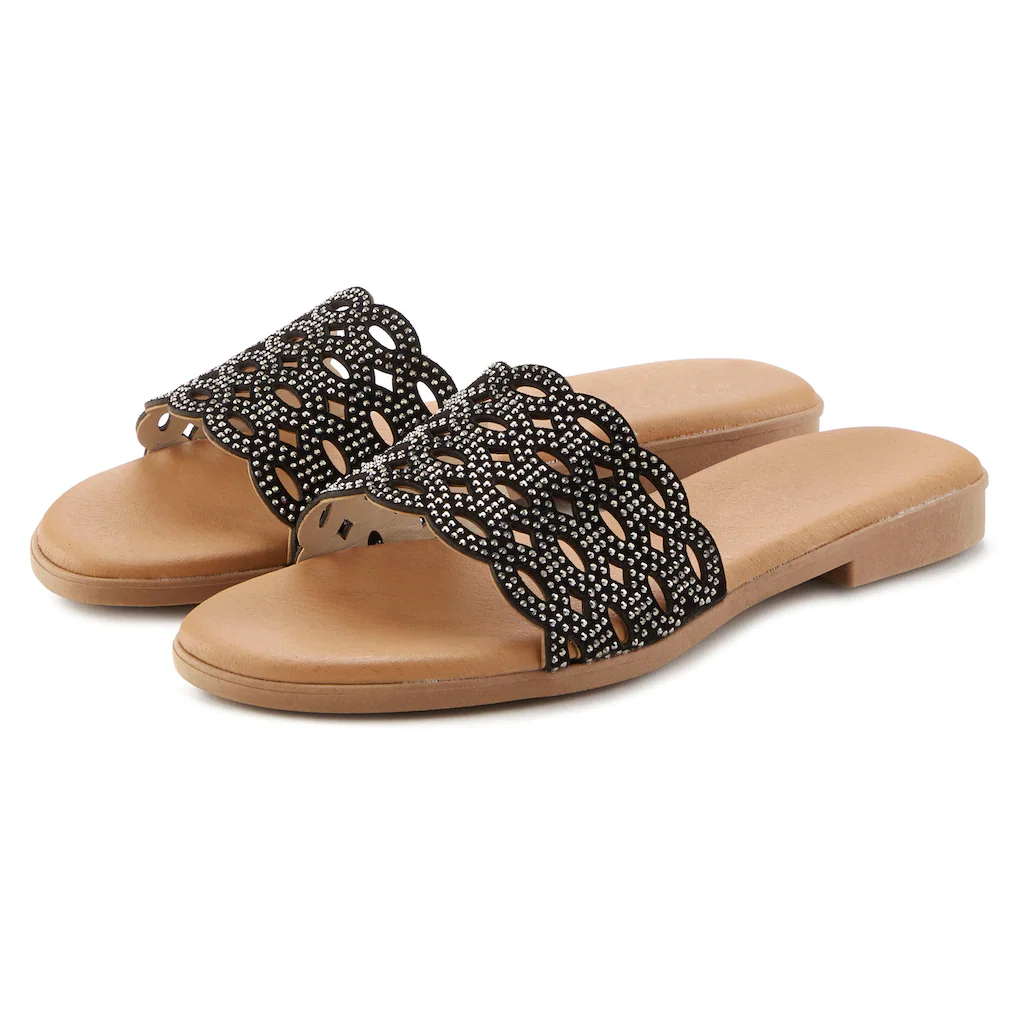 LASCANA Pantolette Mule Sandale offener Schuh aus Leder mit kleinen Cut-Outs