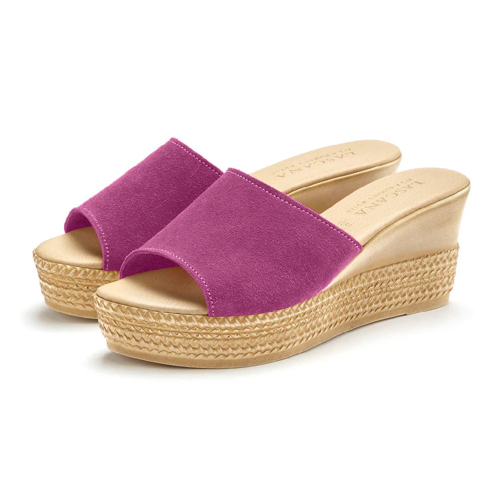 LASCANA Pantolette Mule Sandale offener Schuh aus hochwertigem Leder mit Keilabsatz ▷ für