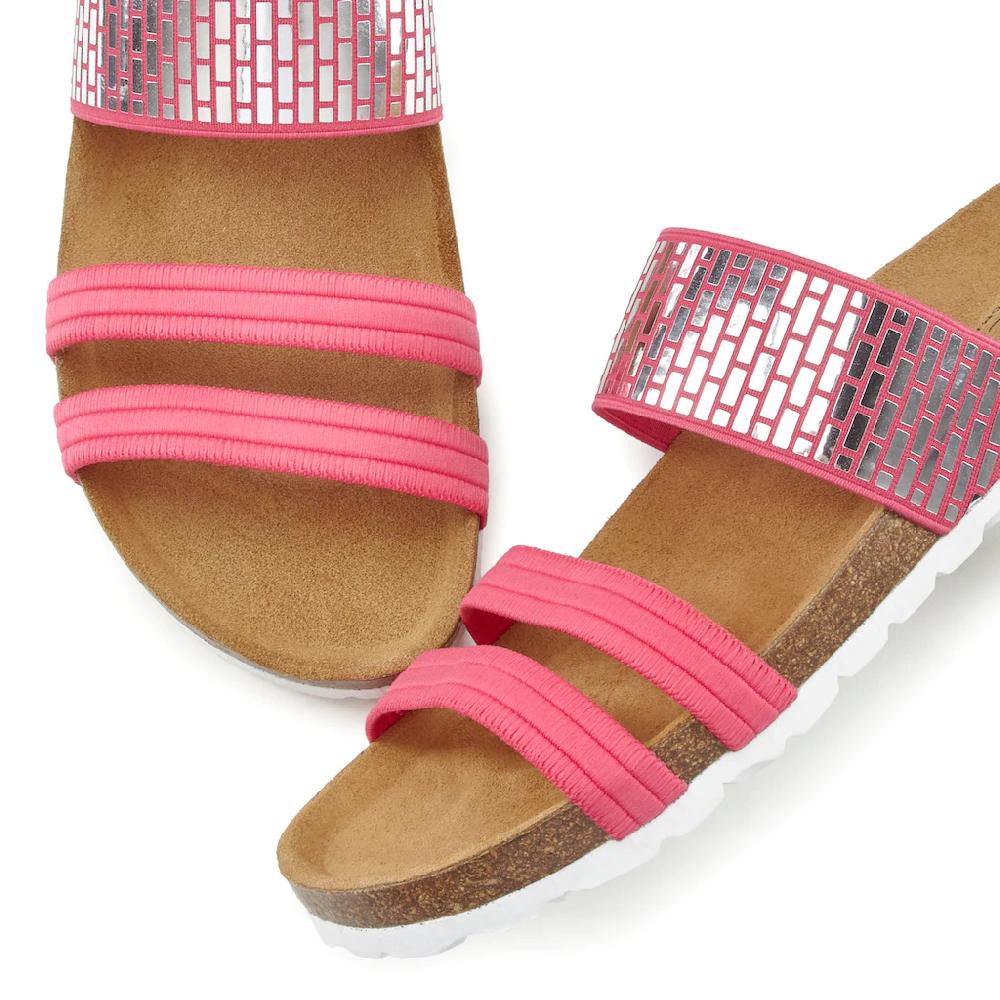 LASCANA Pantolette Mule Sandale Offener Schuh Mit Korkfußbett Und Elastischen Riemchen