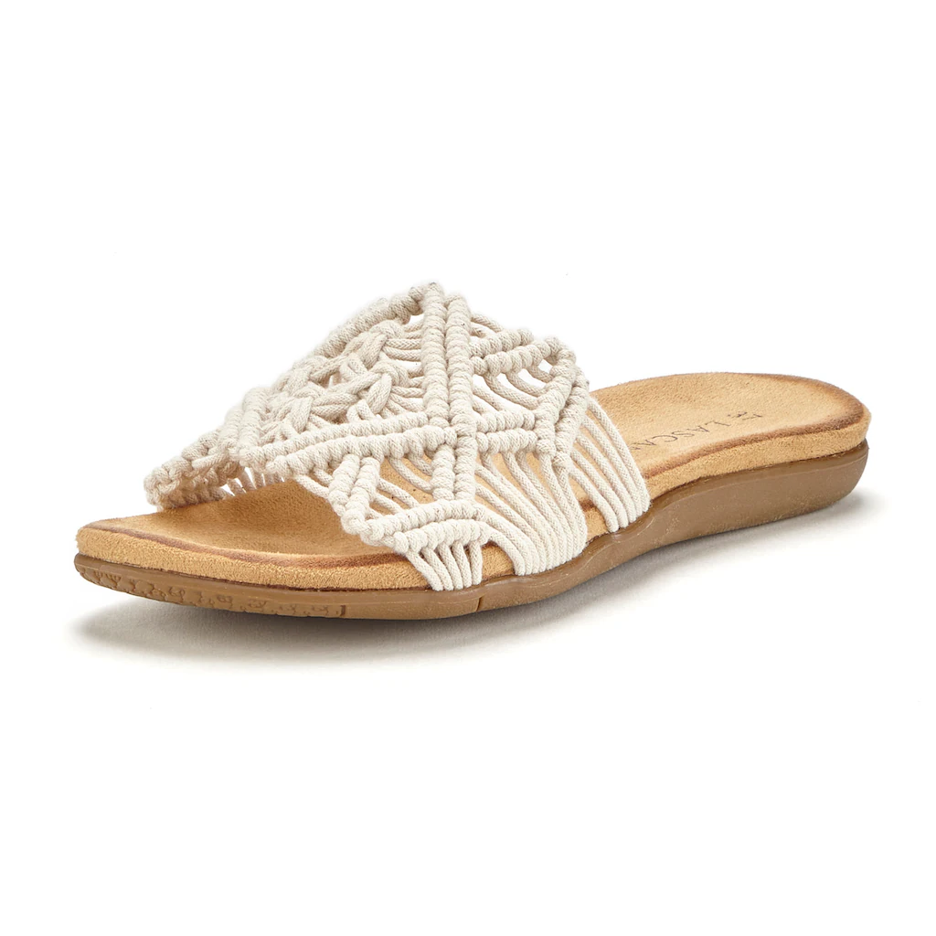 LASCANA Pantolette Mule Sandale offener Schuh mit modischem Häkelmuster VEGAN