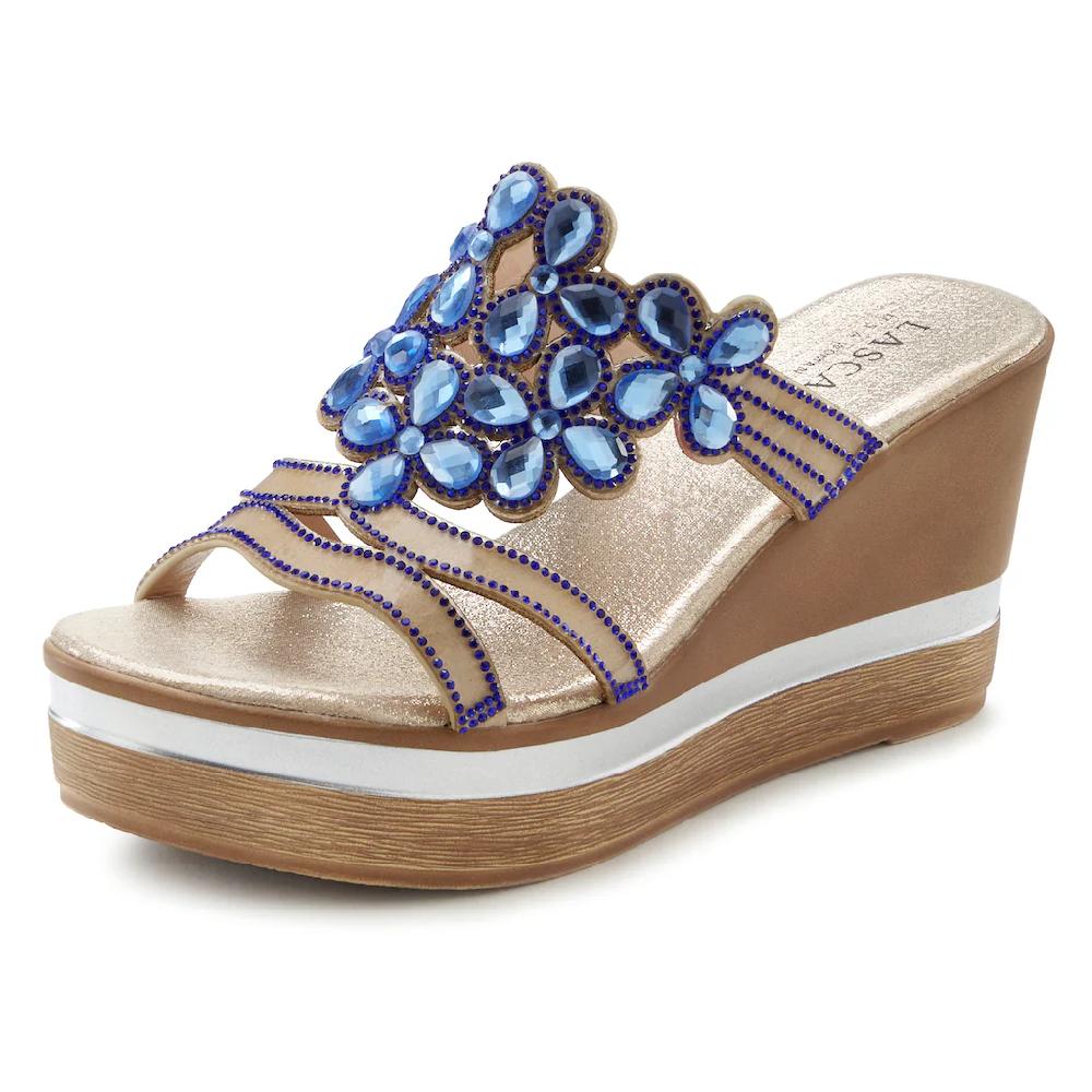 LASCANA Pantolette Mule Sandale Offener Schuh Mit Keilabsatz Und Aufwendiger Verzierung Online Kaufen