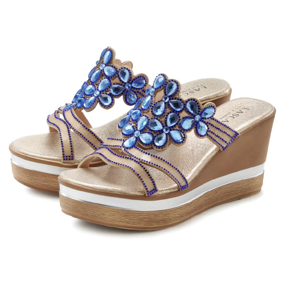 LASCANA Pantolette Mule Sandale offener Schuh mit Keilabsatz und aufwendiger Verzierung online kaufen