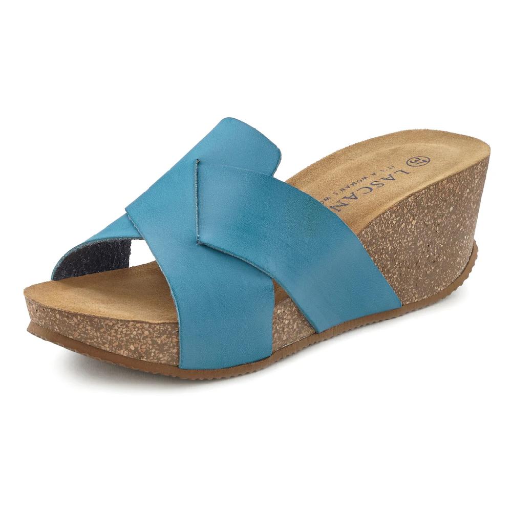 LASCANA Pantolette Mule Sandale offener Schuh mit Korkfußbett und Keilabsatz online kaufen