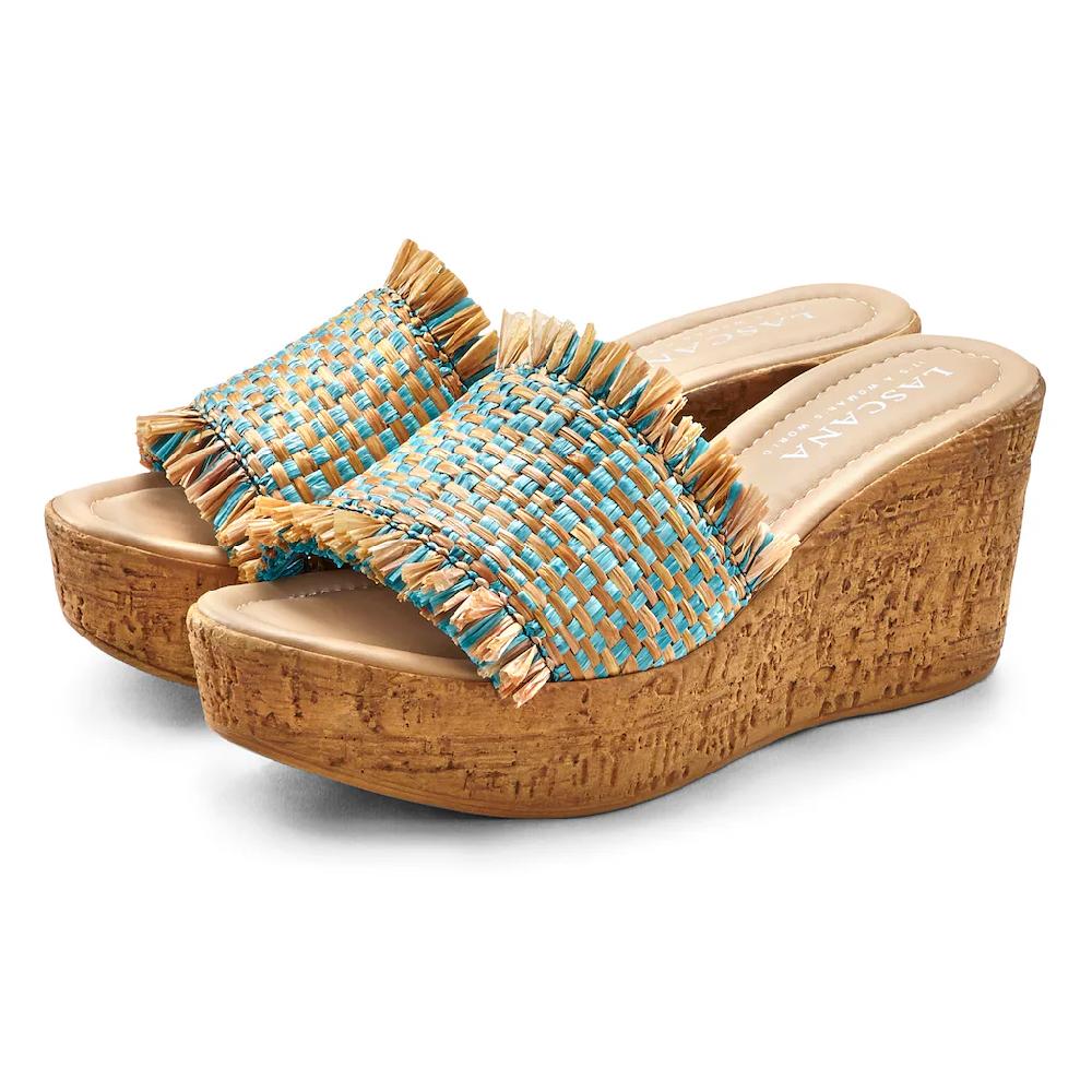 LASCANA Pantolette Mule Sandale Offener Schuh Mit Bequemen Keilabsatz In Bastoptik