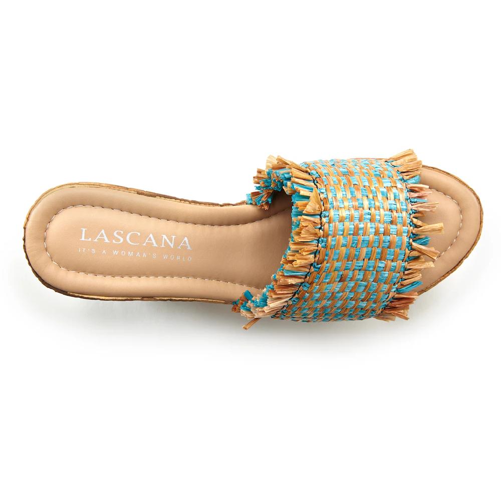 LASCANA Pantolette Mule Sandale Offener Schuh Mit Bequemen Keilabsatz In Bastoptik