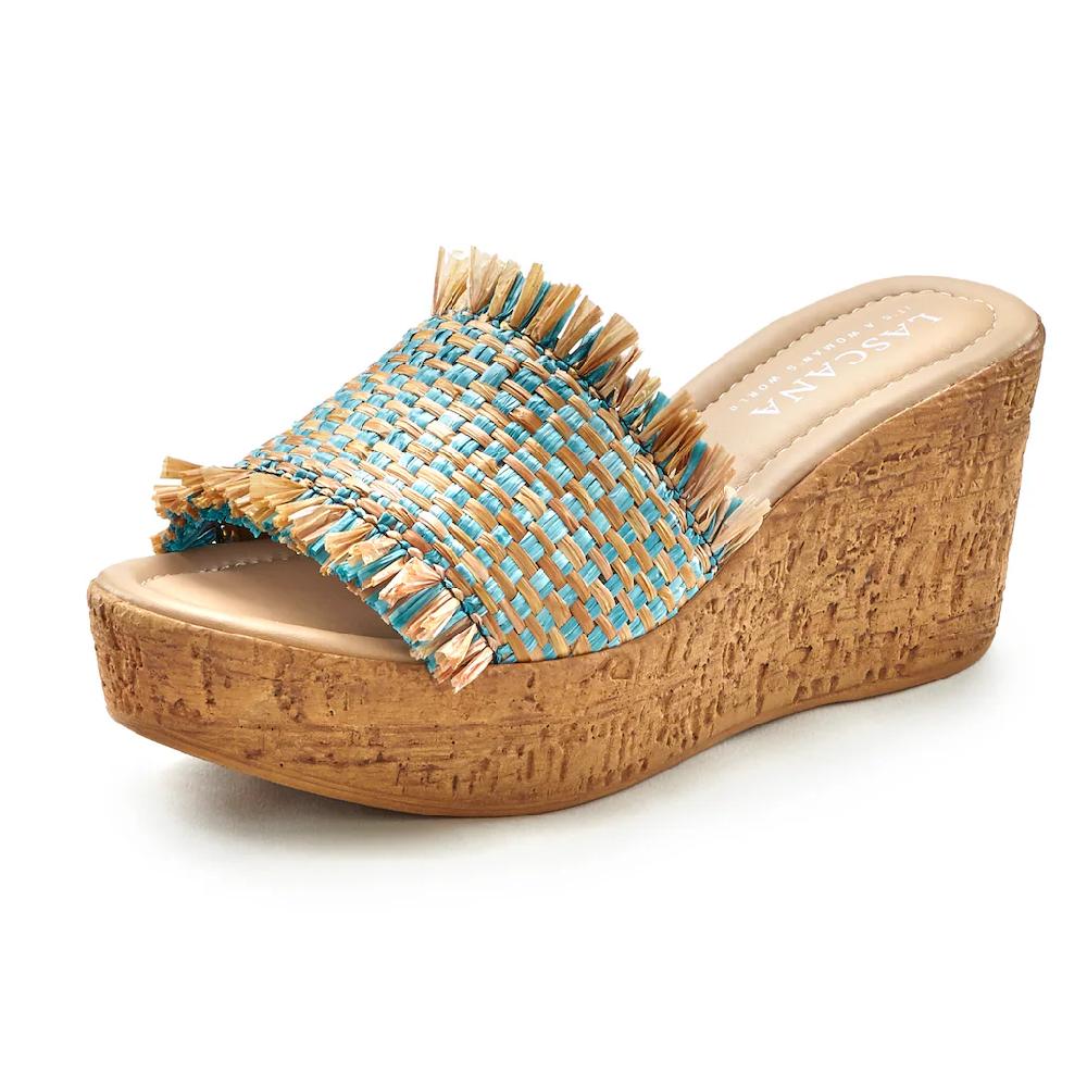 LASCANA Pantolette Mule Sandale offener Schuh mit bequemen Keilabsatz in Bastoptik