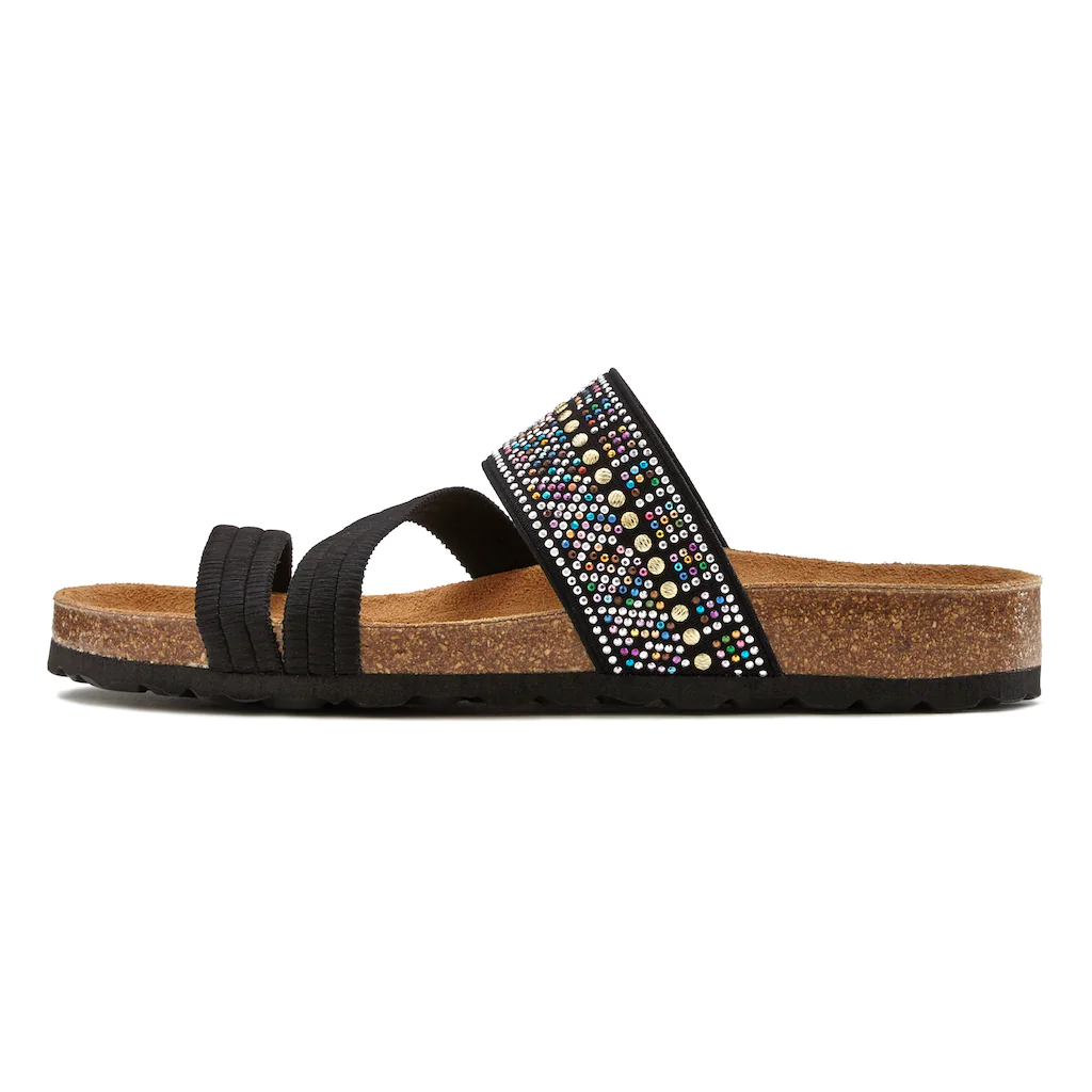 LASCANA Pantolette Mule Sandale offener Schuh mit Korkfußbett und elastischen Riemen