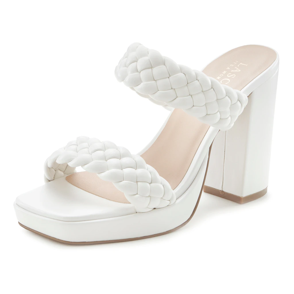 LASCANA Pantolette Mule Sandale Offener Schuh Raffinierte Riemchen Im Flecht-Design