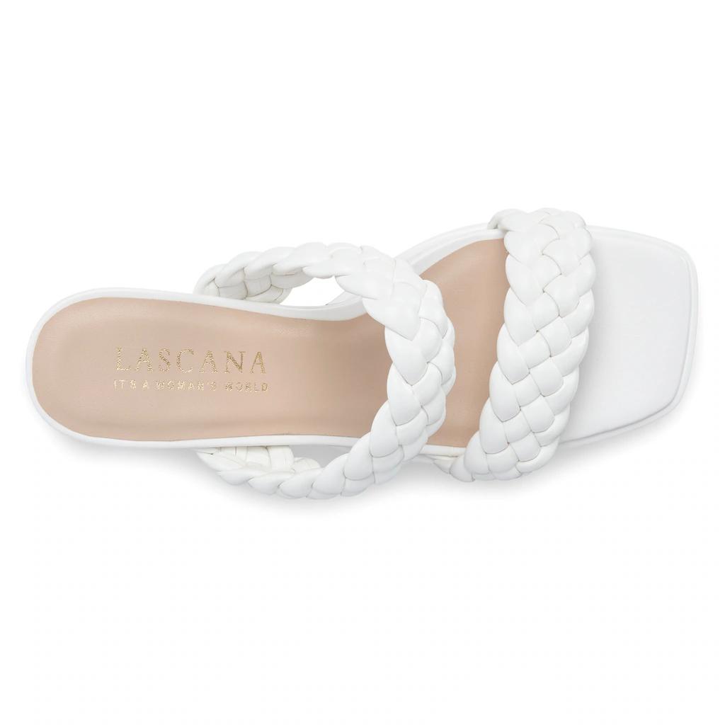 LASCANA Pantolette Mule Sandale Offener Schuh Raffinierte Riemchen Im Flecht-Design