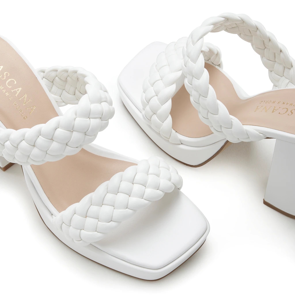 LASCANA Pantolette Mule Sandale Offener Schuh Raffinierte Riemchen Im Flecht-Design