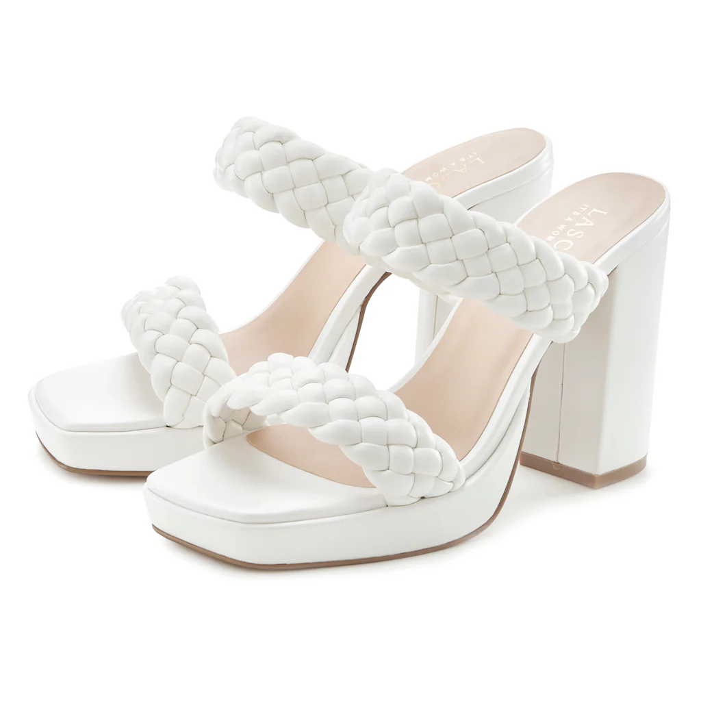 LASCANA Pantolette Mule Sandale offener Schuh raffinierte Riemchen im Flecht-Design