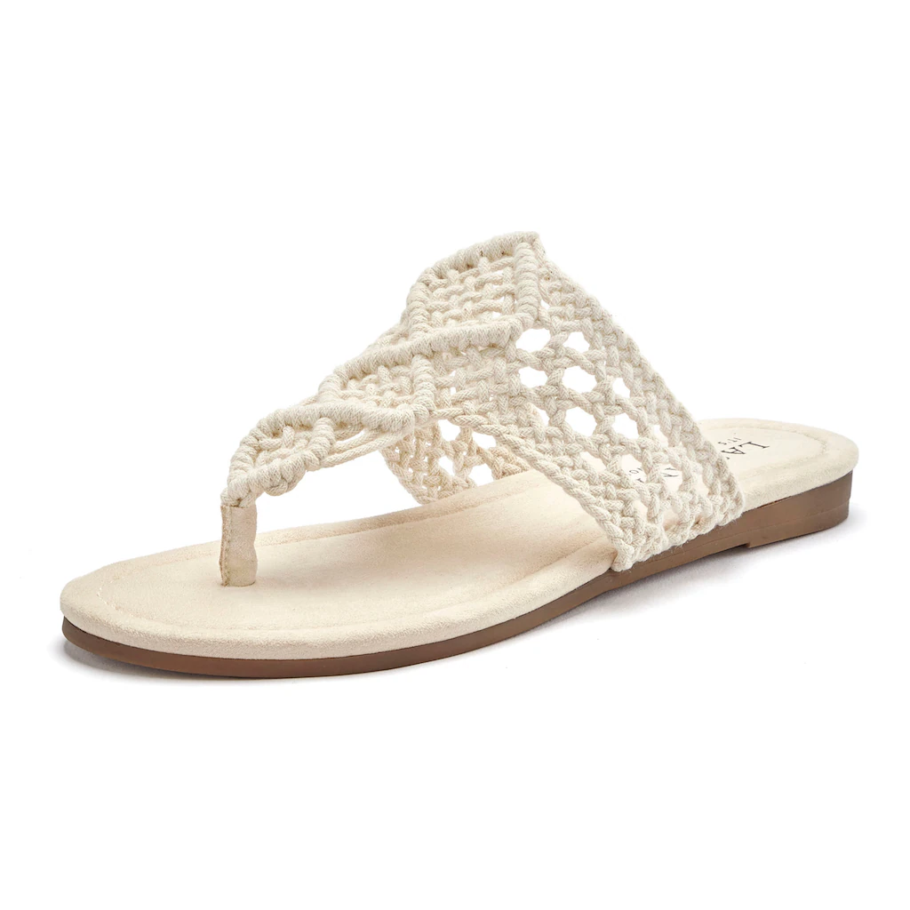 LASCANA Pantolette Mule Sandale Offener Schuh Zehentrenner Trendige Häkeloptik VEGAN