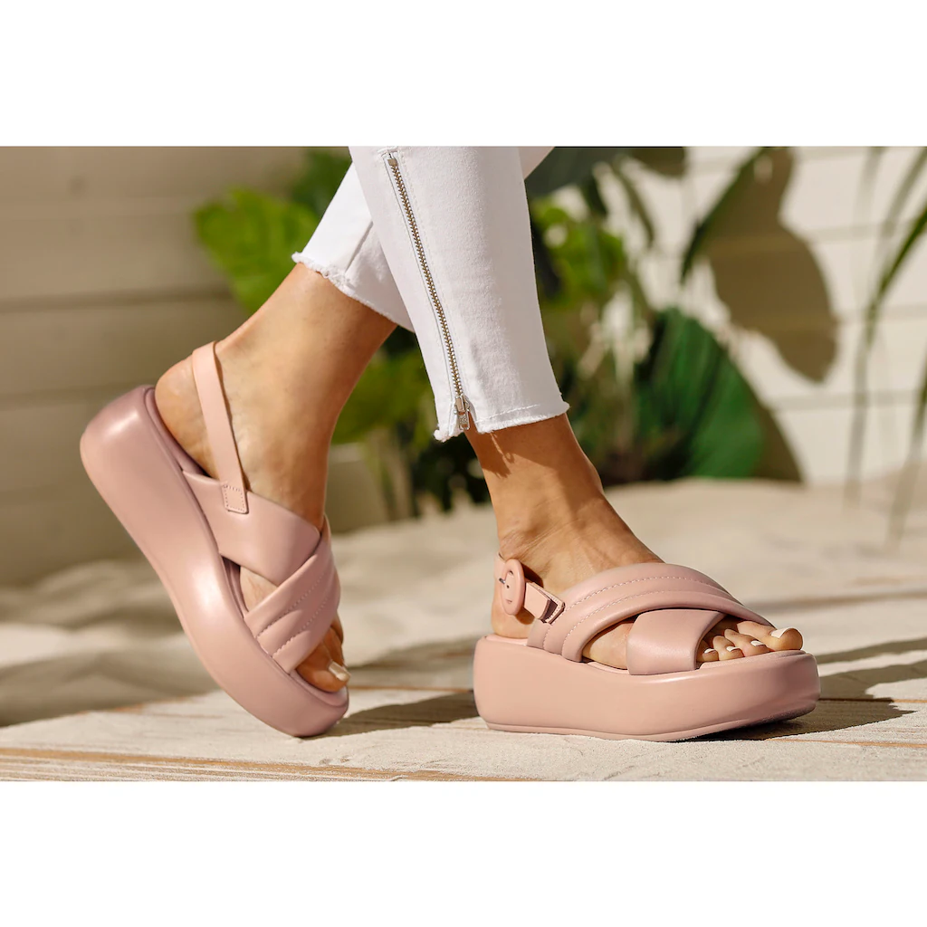 LASCANA Plateausandale Sandalette Aus Leder Mit Modischem Plateau ▷ Für