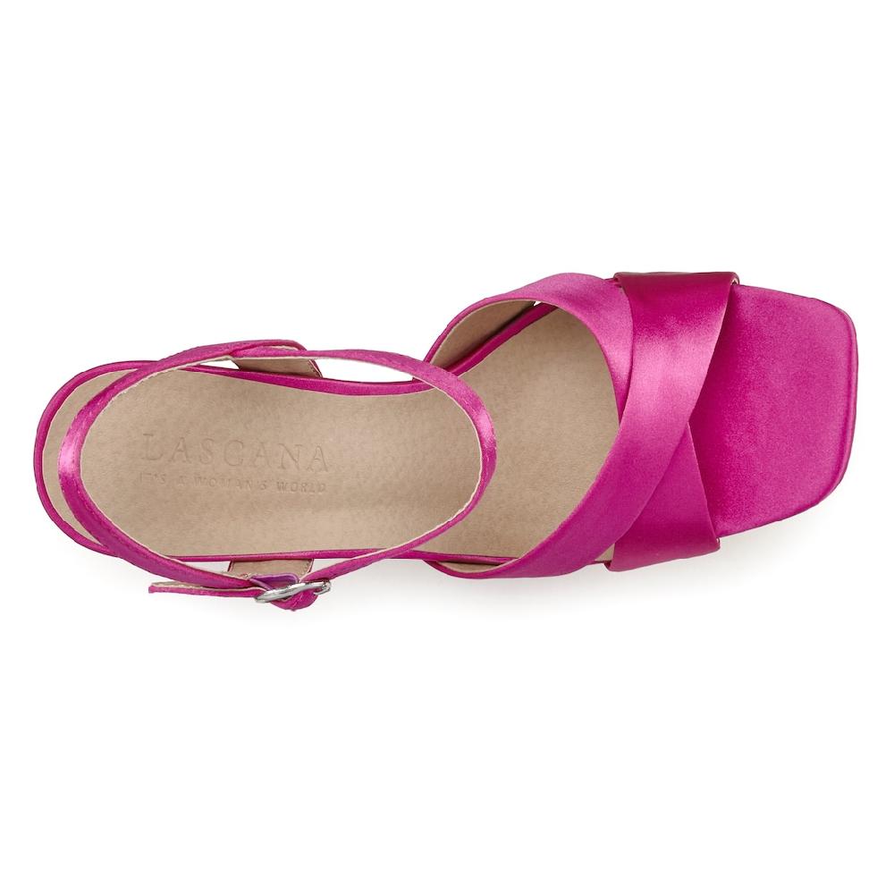 LASCANA Riemchensandalette High Heel Sandale Mit Plateau & Blockabsatz In Satin Optik VEGAN