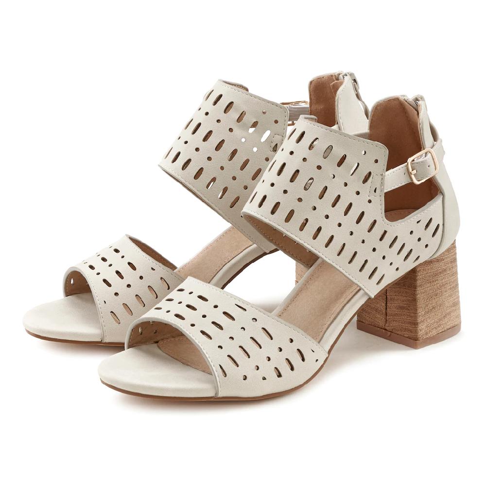 LASCANA Riemchensandalette Sandale Sommerschuh Mit Blockabsatz Und Cut-Outs VEGAN