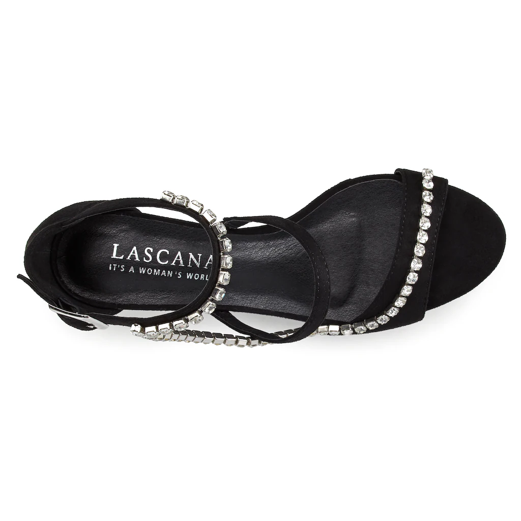 LASCANA Riemchensandalette Sandalette Sommerschuh Mit Schmuckkette Und Bequemer Absatzhöhe VEGAN