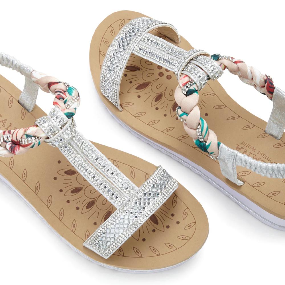 LASCANA Sandale Mit Elastischen Riemchen Schmucksteinen Sandalette Sommerschuh Online Bestellen