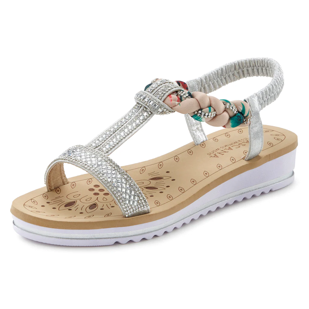 LASCANA Sandale mit elastischen Riemchen Schmucksteinen Sandalette Sommerschuh online bestellen