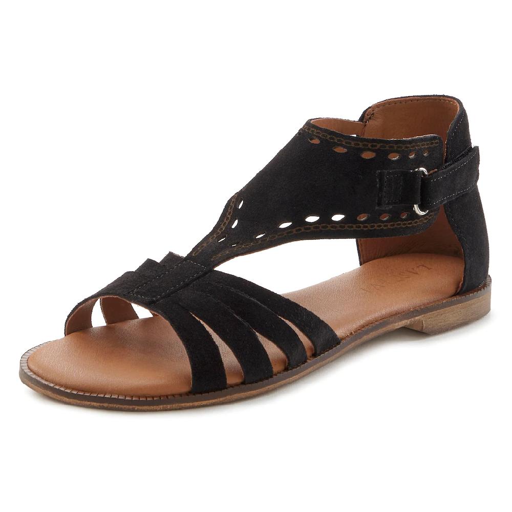 LASCANA Sandale Sandalette Sommerschuh Aus Hochwertigem Leder Mit Kleinen Cut-Outs