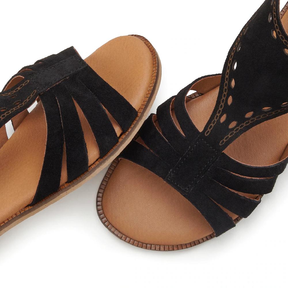 LASCANA Sandale Sandalette Sommerschuh Aus Hochwertigem Leder Mit Kleinen Cut-Outs