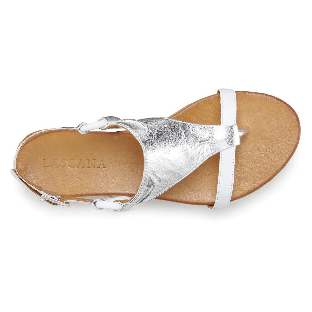 LASCANA Sandale Sandalette Sommerschuh Aus Hochwertigem Leder Mit Metallic Optik Online Bestellen