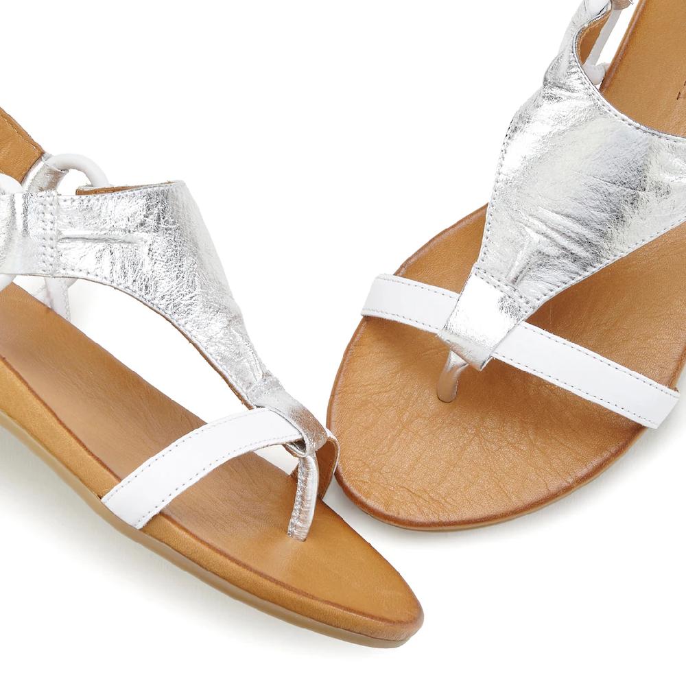 LASCANA Sandale Sandalette Sommerschuh Aus Hochwertigem Leder Mit Metallic Optik Online Bestellen