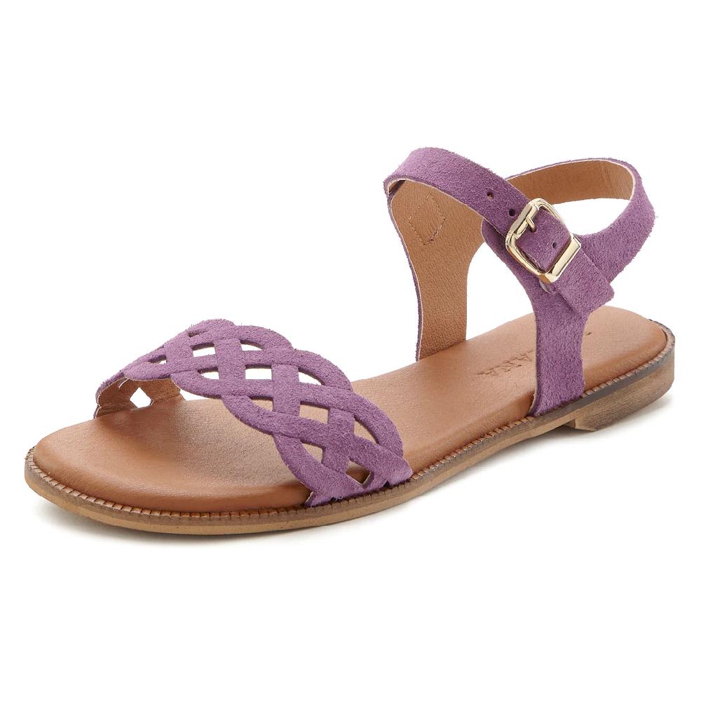LASCANA Sandale Sandalette Sommerschuh Aus Leder Mit Cut-Outs Und Weicher Innensohle