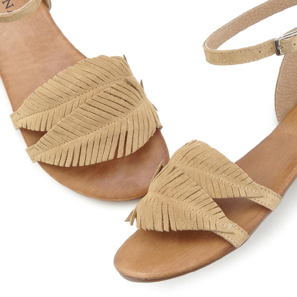 LASCANA Sandale Sandalette Sommerschuh Aus Leder Mit Modischen Fransen