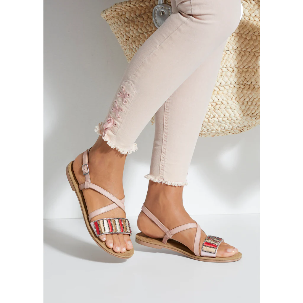 LASCANA Sandale Sandalette Sommerschuh Aus Leder Mit Dekorativem Band Bestellen