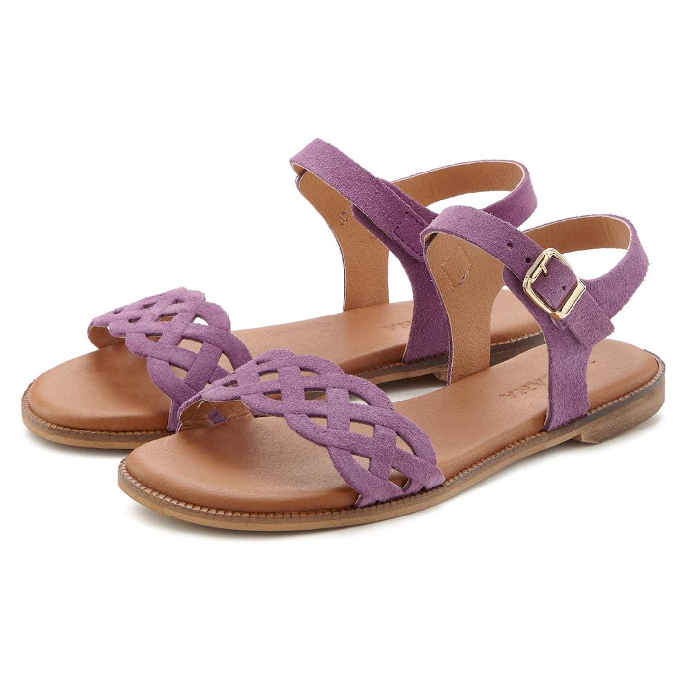 LASCANA Sandale Sandalette Sommerschuh aus Leder mit Cut-Outs und weicher Innensohle
