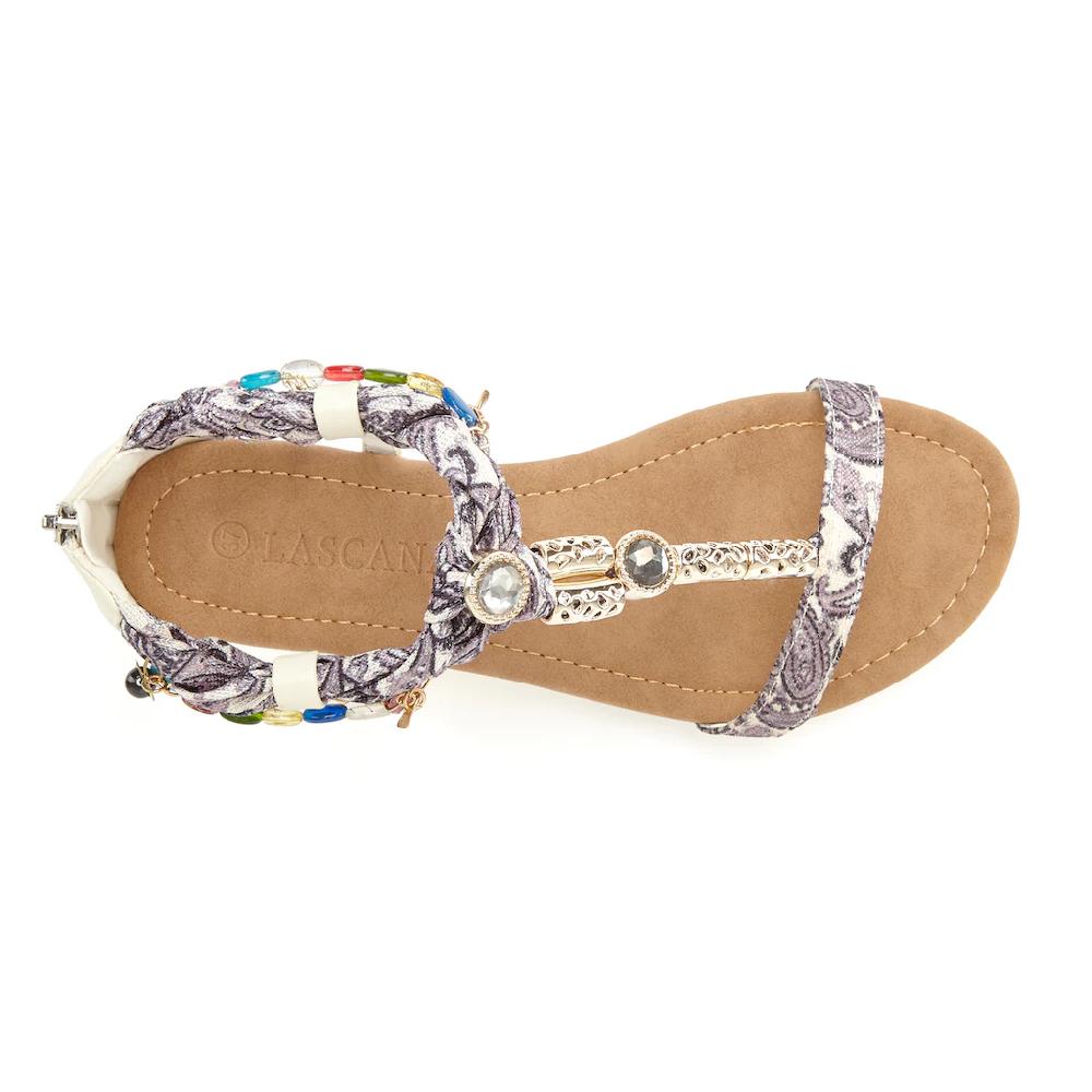 LASCANA Sandale Sandalette Sommerschuh Mit Schmuckkettchen Und Schmucksteinen VEGAN