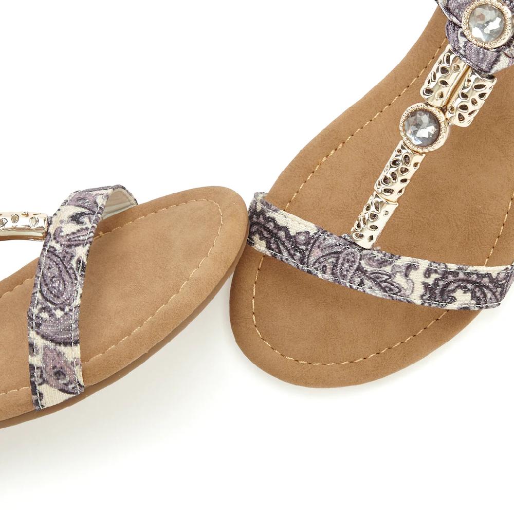 LASCANA Sandale Sandalette Sommerschuh Mit Schmuckkettchen Und Schmucksteinen VEGAN