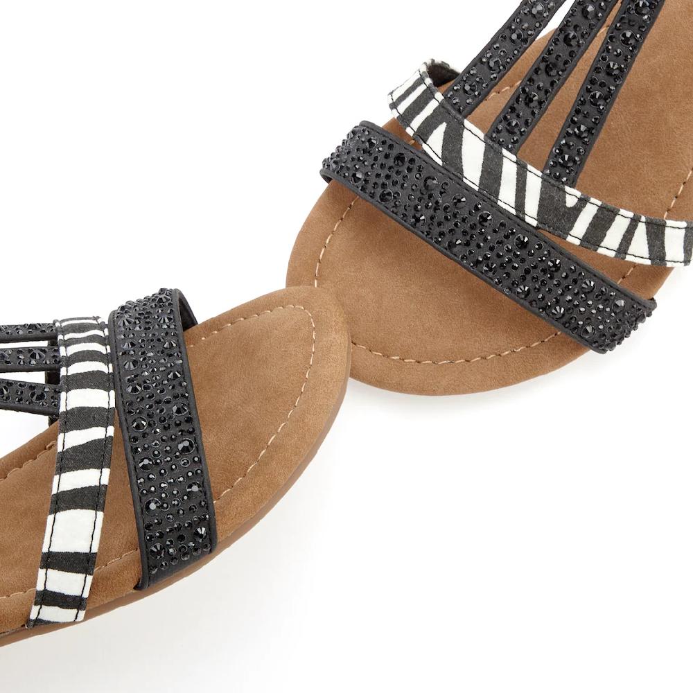 LASCANA Sandale Sandalette Sommerschuh Mit Verzierung Und Kleinem Keilabsatz VEGAN