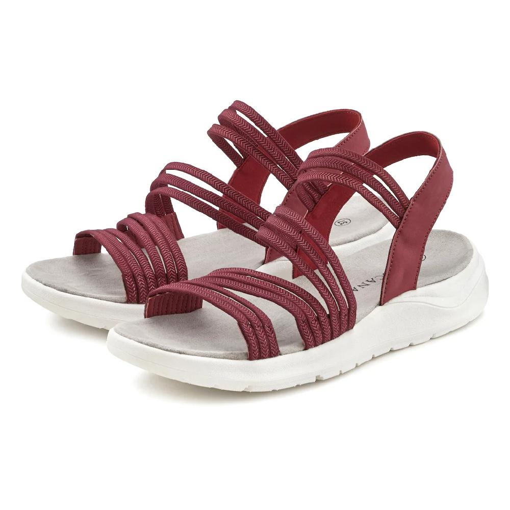 LASCANA Sandale Sandalette Sommerschuh Ultraleichter Sohle Elastische Riemchen VEGAN