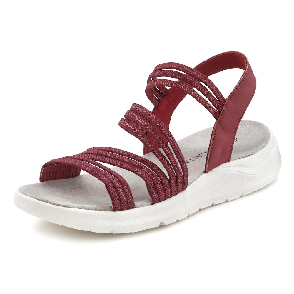 LASCANA Sandale Sandalette Sommerschuh ultraleichter Sohle elastische Riemchen VEGAN