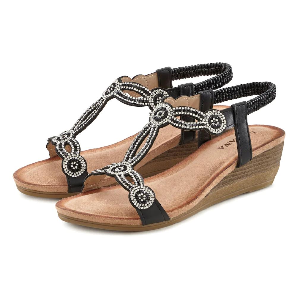 LASCANA Sandalette Mit Schmucksteinen Glitzer Elastische Riemen Sandale Sommerschuh Bestellen