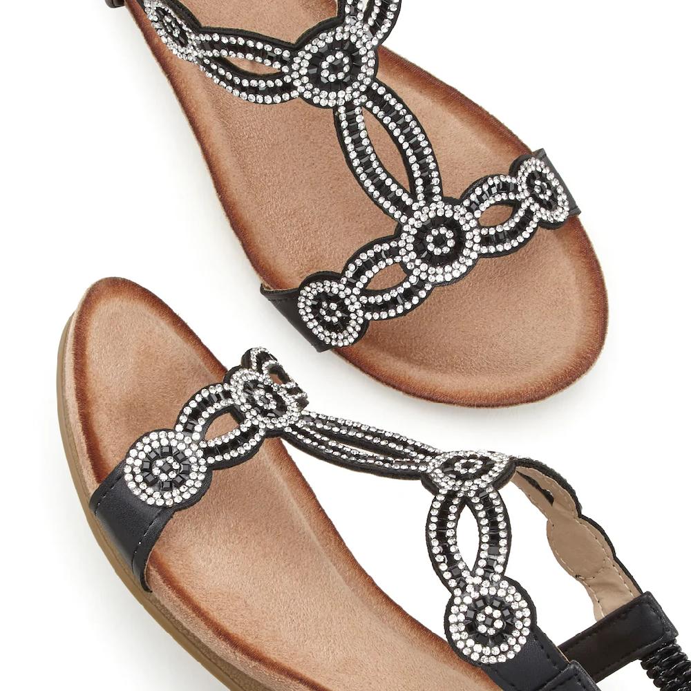 LASCANA Sandalette Mit Schmucksteinen Glitzer Elastische Riemen Sandale Sommerschuh Bestellen
