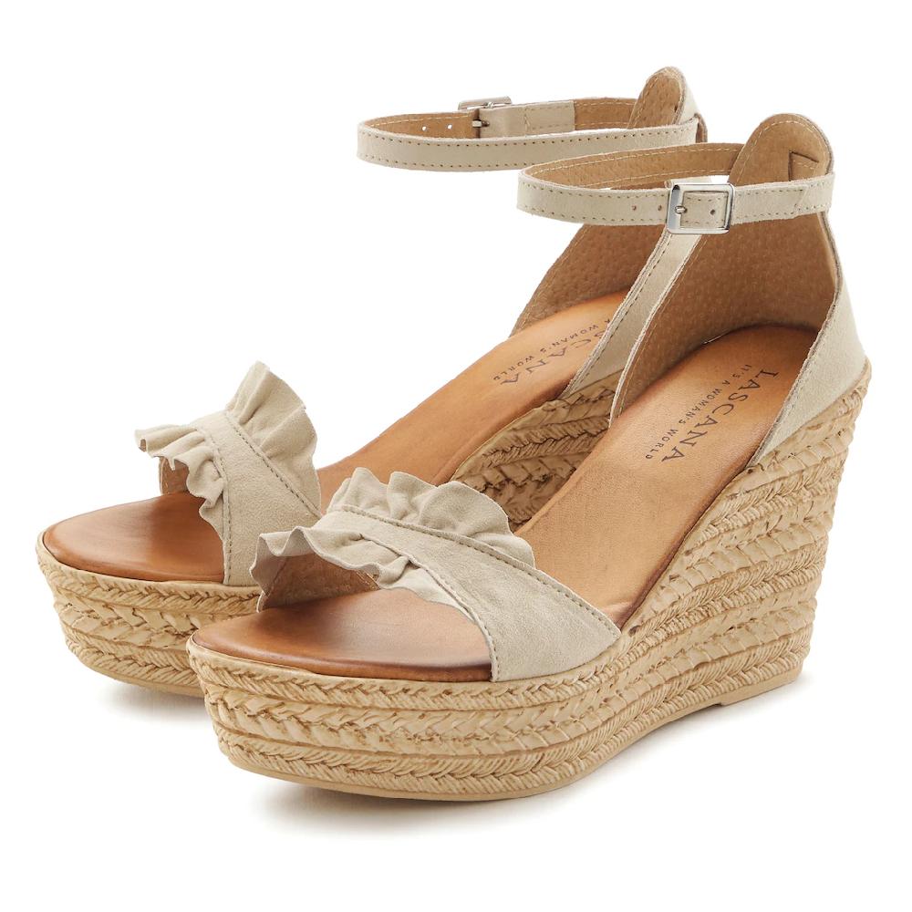 LASCANA Sandalette Sandale Sommerschuh Aus Leder Mit Keilabsatz Bestellen
