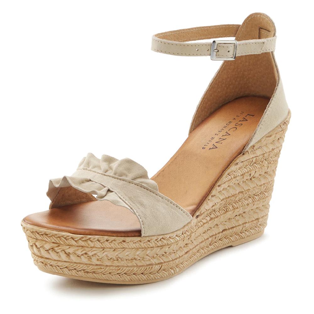LASCANA Sandalette Sandale Sommerschuh aus Leder mit Keilabsatz bestellen