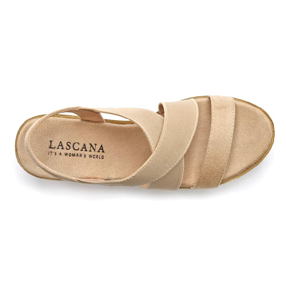 LASCANA Sandalette Sandale Sommerschuh Mit Keilabsatz Und Elastischen Riemen VEGAN