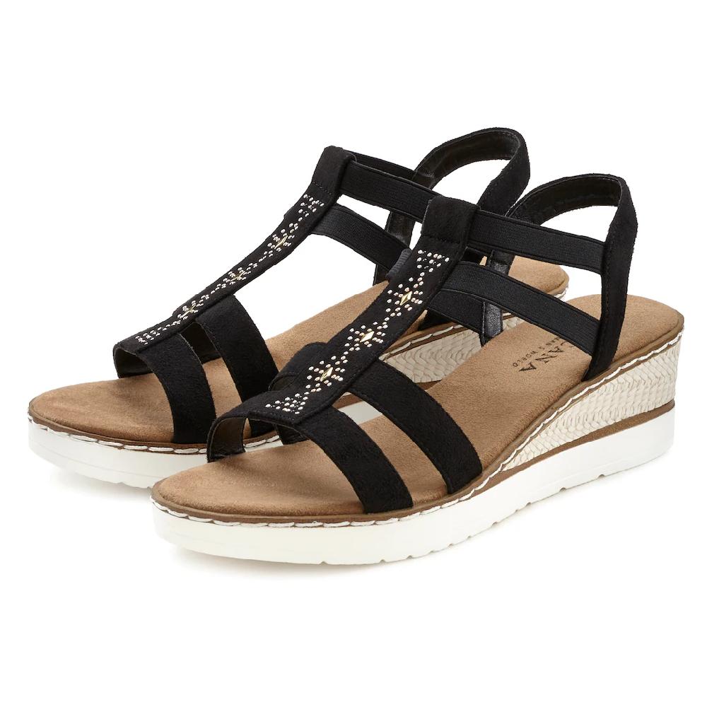 LASCANA Sandalette Sandalette Sommerschuh Mit Keilabsatz Und Schmucksteinen VEGAN ▷ Für