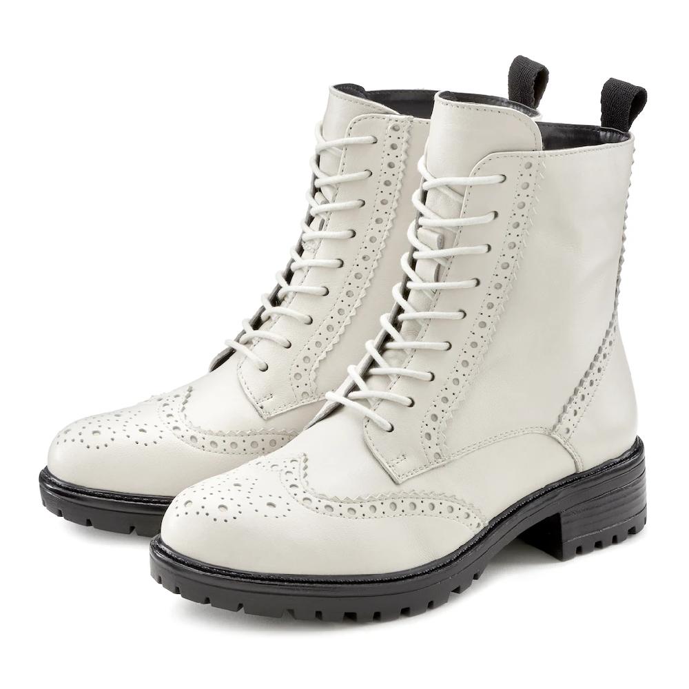 LASCANA Schnürboots Schnürstiefelette Ankle Boots Leder Schnüren & Reißverschluss ▷ Für