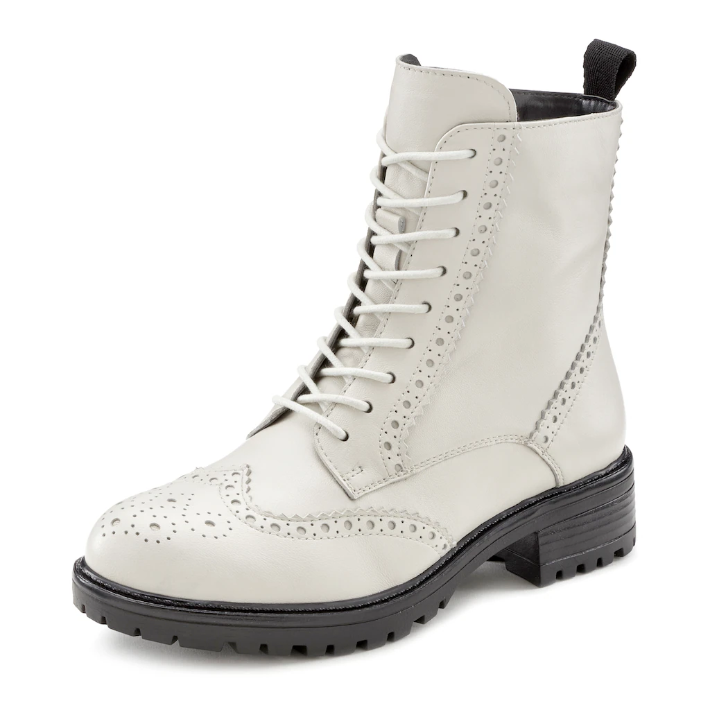 LASCANA Schnürboots Schnürstiefelette Ankle Boots Leder Schnüren & Reißverschluss ▷ für