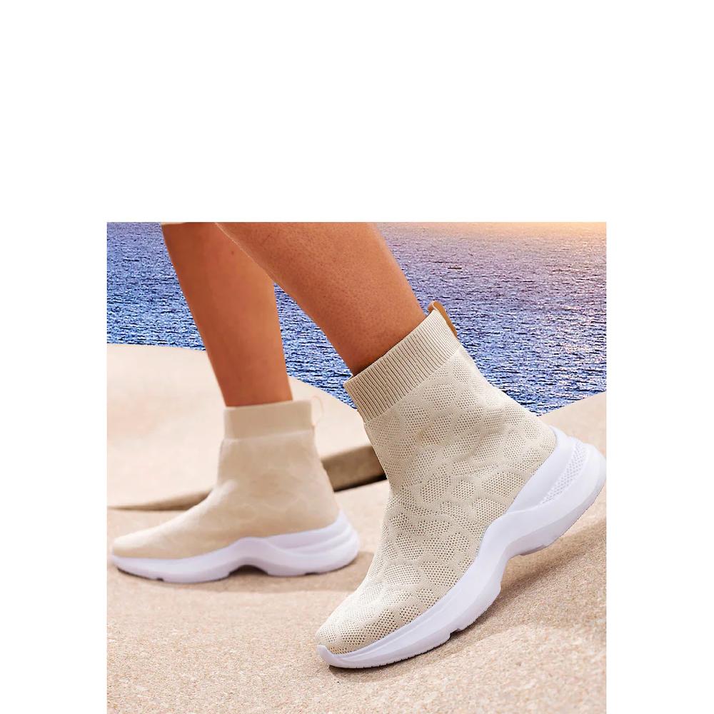 LASCANA Sneaker Elastisches Material Slipper Boot Freizeitschuhe High Top VEGAN Kaufen