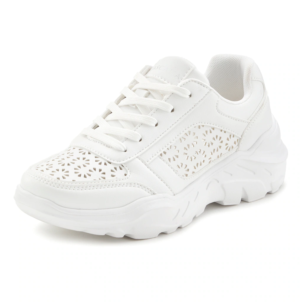 LASCANA Sneaker Freizeitschuh Halbschuh Mit Kleinen Cut-Outs Und Chunky Sohle VEGAN