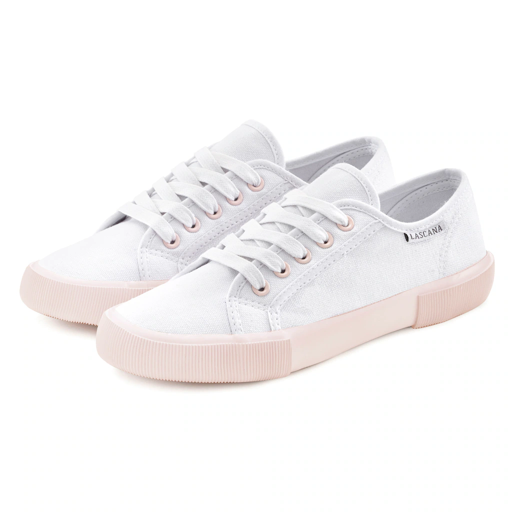 LASCANA Sneaker Halbschuh Schnürhalbschuh Freizeitschuh Farblich Abgesetzte Sohle
