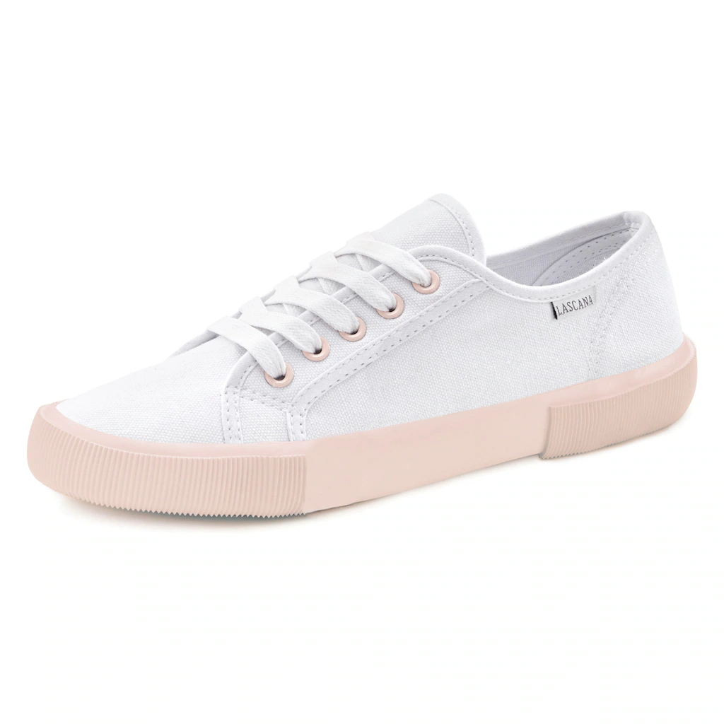 LASCANA Sneaker Halbschuh Schnürhalbschuh Freizeitschuh farblich abgesetzte Sohle