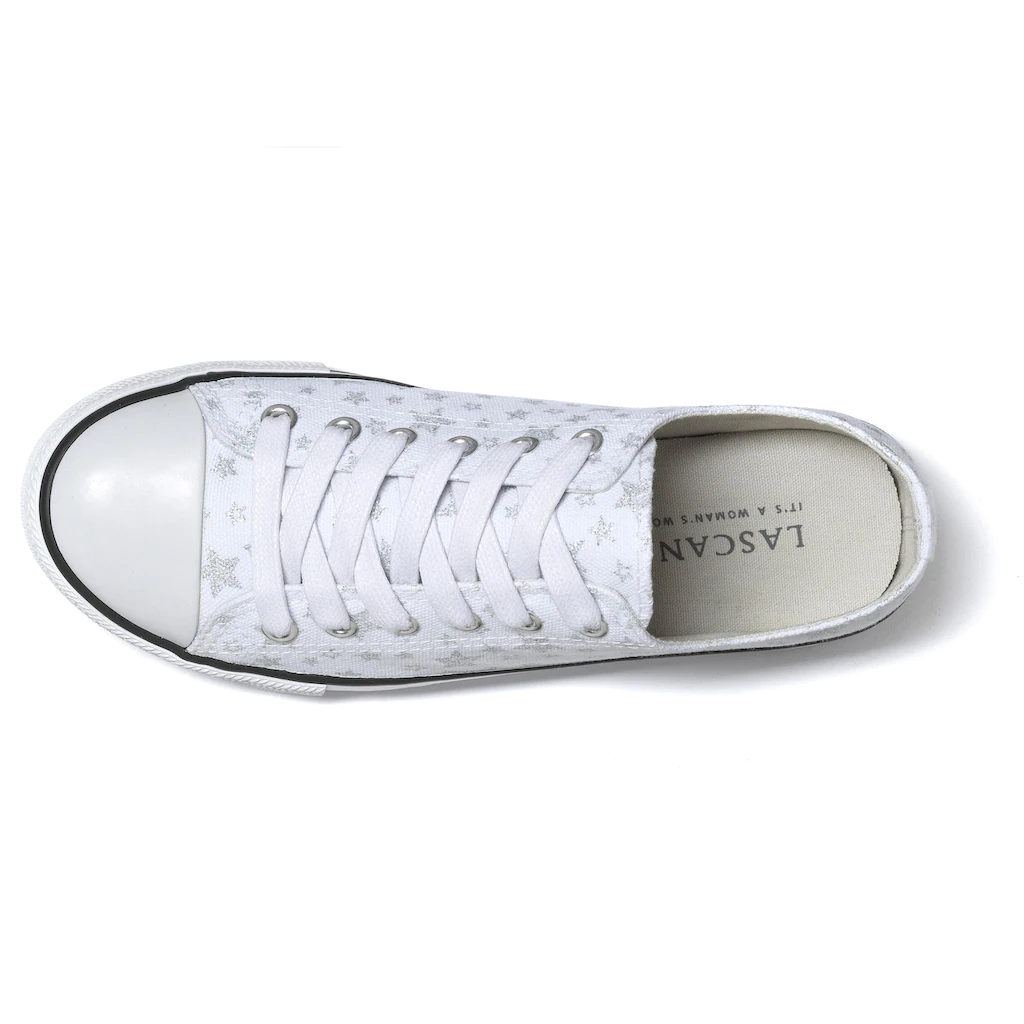 LASCANA Sneaker »Schnürhalbschuh« Aus Textil Mit Sternenprint In Glitzer-Optik Freizeitschuh Online Bestellen