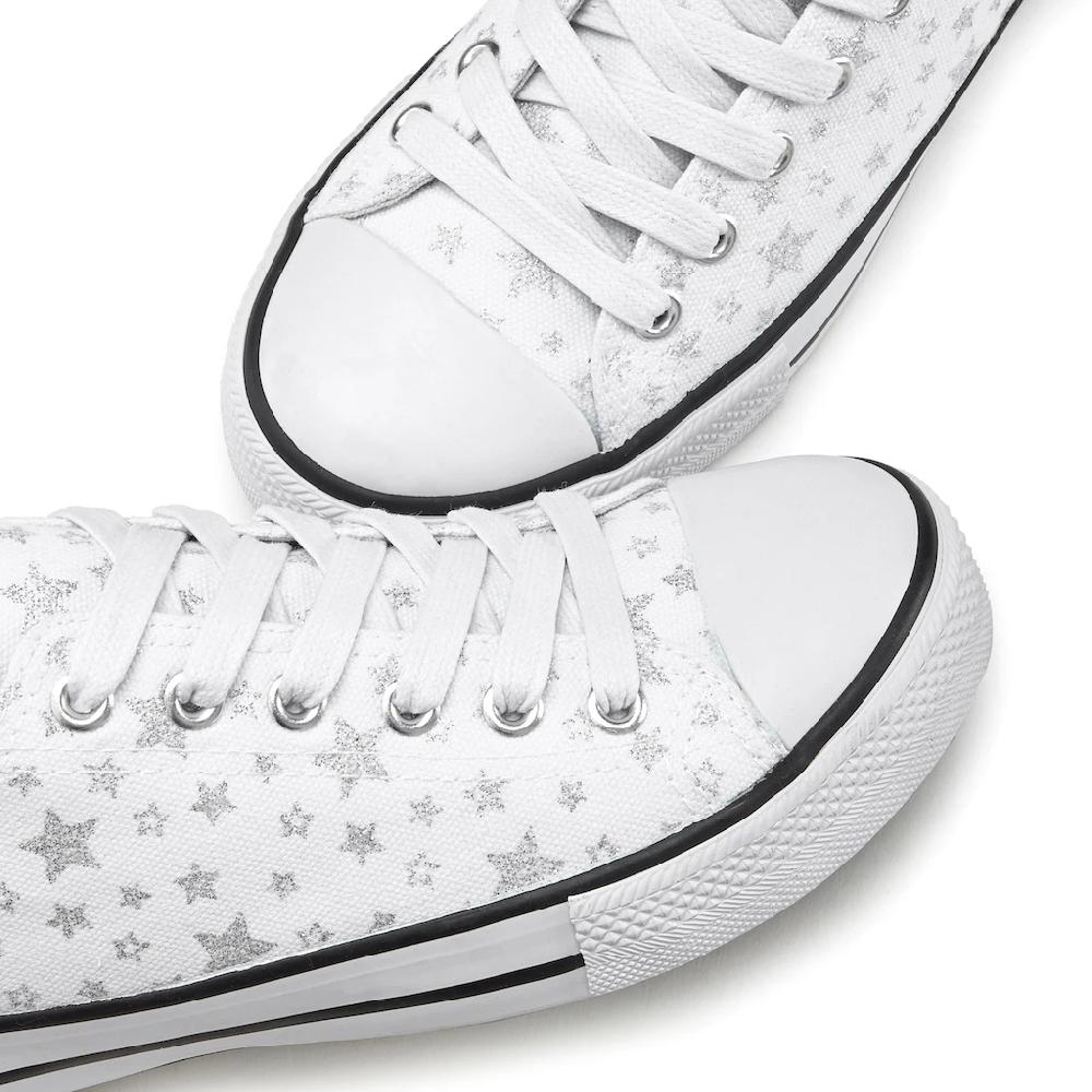 LASCANA Sneaker »Schnürhalbschuh« Aus Textil Mit Sternenprint In Glitzer-Optik Freizeitschuh Online Bestellen