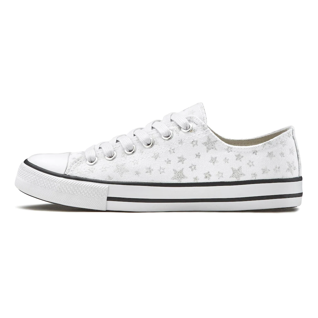 LASCANA Sneaker »Schnürhalbschuh« aus Textil mit Sternenprint in Glitzer-Optik Freizeitschuh online bestellen